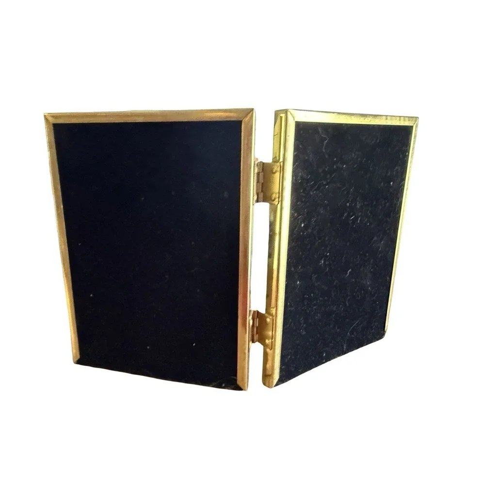 VTG Brass Hinged Double Picture Frame 3 X 5 In‎